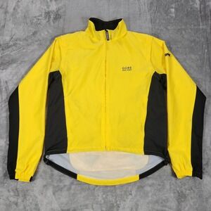 Gore Bike Wear Jacket Mens Large Yellow Black Windstopper Cycling Full Zip